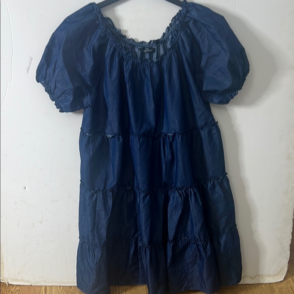 Mlle Gabrielle Dark Blue Puff sleeve tiered nwot dress size 2x